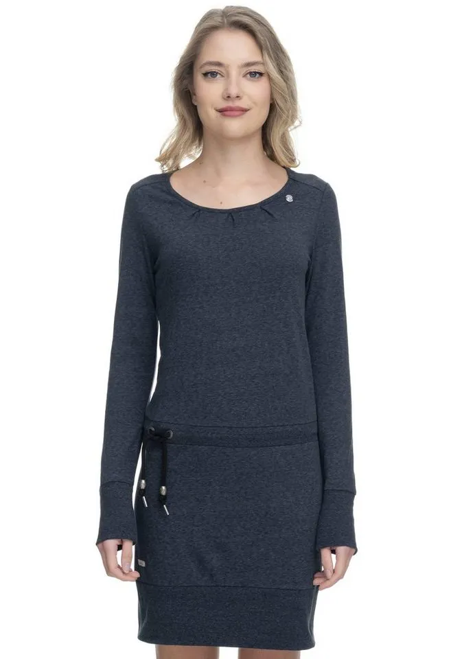 ragwear ragwear Jerseykleid ALEXA mit Kordelzug und kontrastigen Zierperlen-Besatz, Schwarz, – Produktbild 1 von 5
