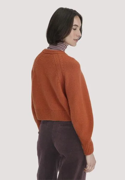 hessnatur hessnatur Strick Jacke Relaxed Cropped aus Bio-Merinowolle mit Bio-Baumwolle, Rotorange, – Produktbild 2 von 4