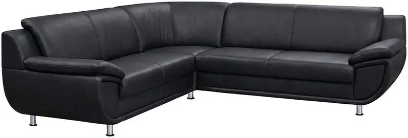 TRENDMANUFAKTUR Ecksofa Rondo 267 cm, elegant, bequem, Breite, L-Form, Chromfüße, L-Form, wahlw.mit Federkern, Füße chromfarben, Unser Dauertiefpreis, Schwarz, – Produktbild 2 von 8
