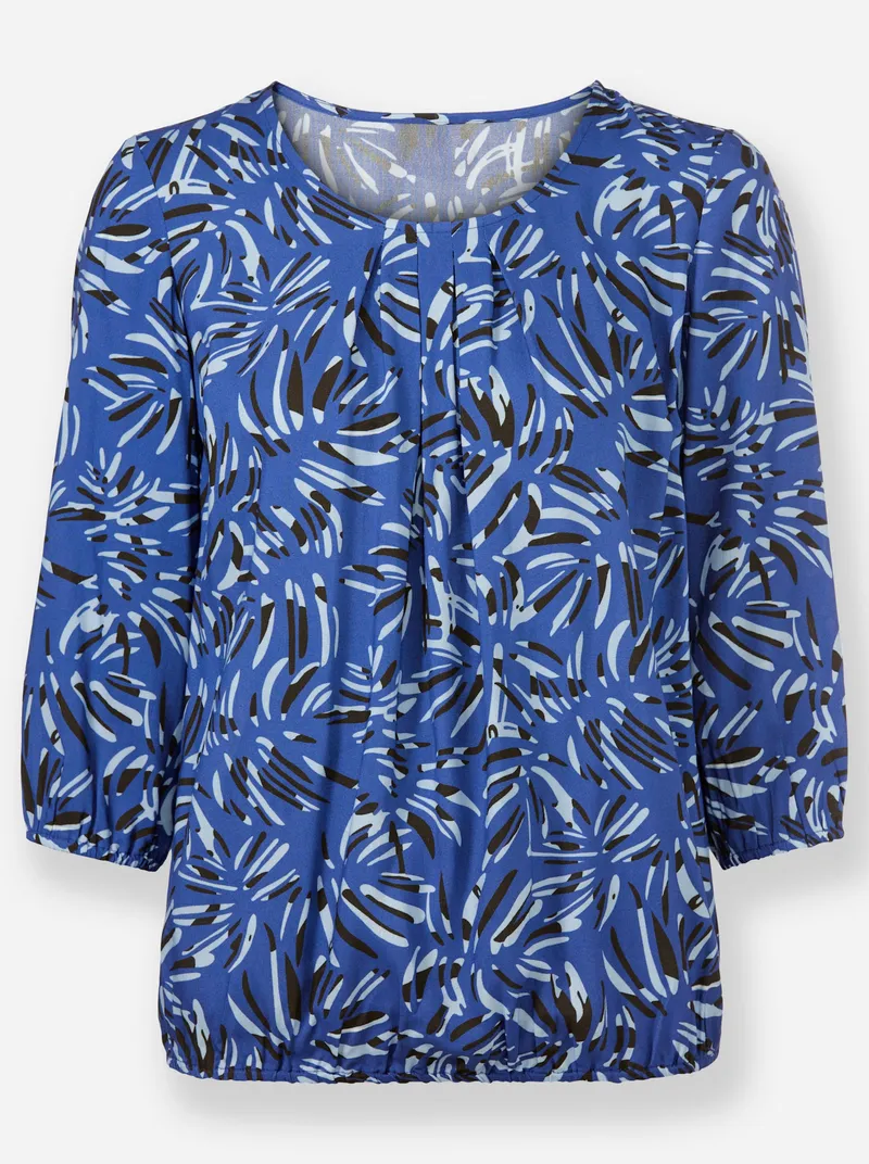 Witt Druckbluse royalblau-graphit-bedruckt, Royalblau-graphit-bedruckt, – Produktbild 1 von 2