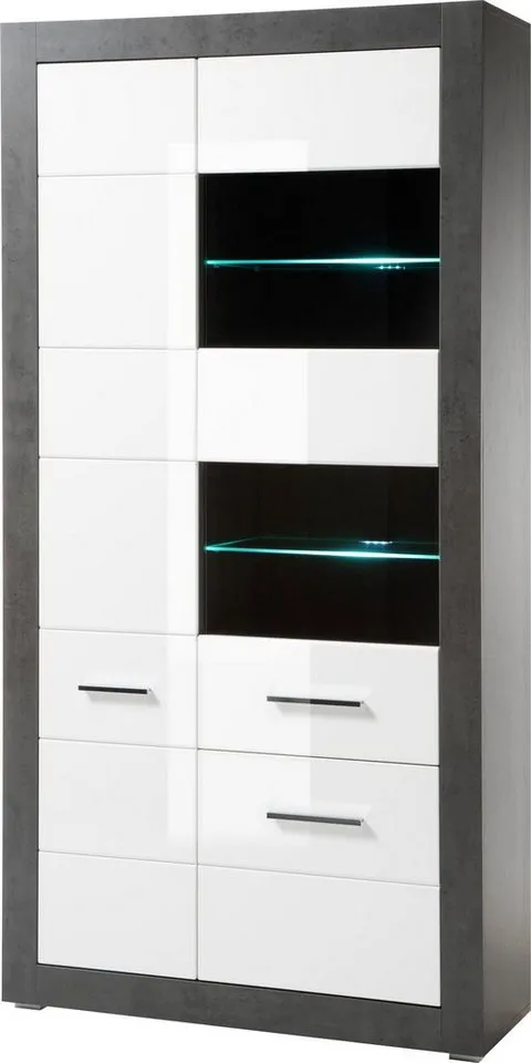 Home affaire Vitrine Etero Höhe 198 cm, Grau, – Produktbild 3 von 5