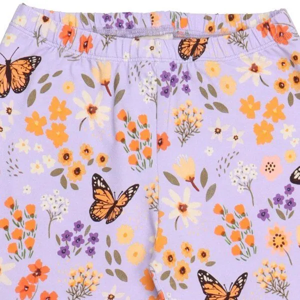 Walkiddy Kinder Leggings GOTS zertifiziert – Bio-Baumwolle mit Elasthan, Helllila mit Blumen- und Schmetterlingsmotiv | Walkiddy, Blau, – Produktbild 2 von 2