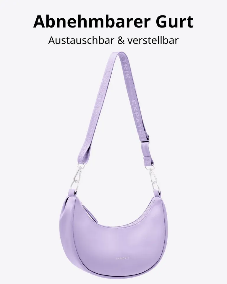 Expatrié Umhängetasche Lea Small Half Moon Bag Schultertasche, Elegante Crossbody Bag in Halbmond Form, Wasserabweisend, Lila, – Produktbild 3 von 5