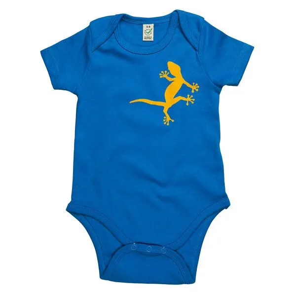HANDGEDRUCKT HANDGEDRUCKT "2 Geckos" Baby Body, Brightblue, – Produktbild 1 von 4