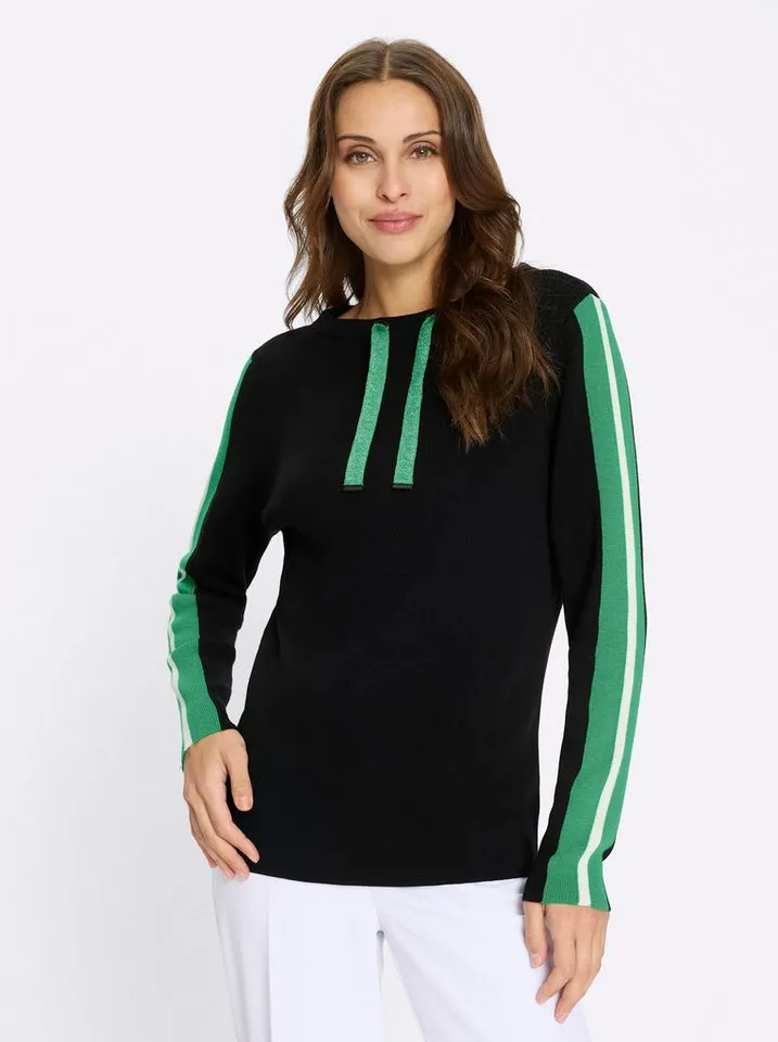 Witt Witt Strickpullover Langarm-Pullover Langarm Jersey, Feinstrick, Grün|schwarz, – Produktbild 1 von 4