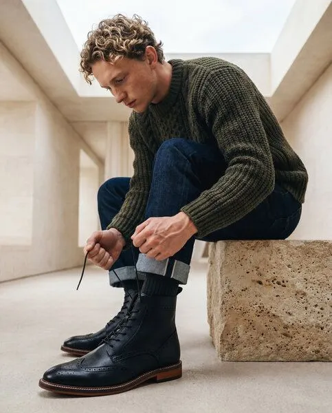 Nae Vegan Shoes Nae Vegan Shoes NAE | Chase Veganer Wingtip-Brogue-Stiefel, Schwarz, – Produktbild 2 von 4