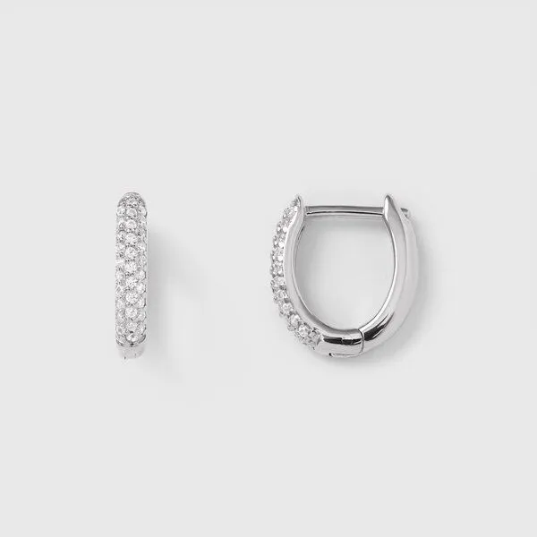 fejn jewelry fejn jewelry Creole 'pavé huggie' - mit Zirkonia, Silber, – Produktbild 1 von 2