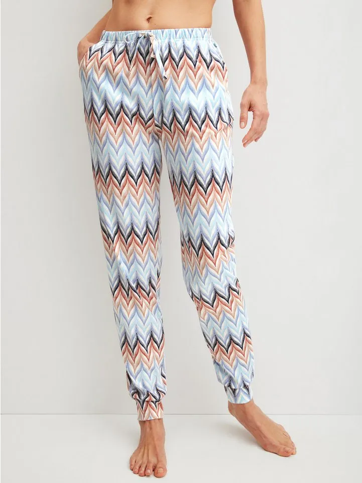 CALIDA CALIDA Pyjamahose Favourites Tiles Damen (1-tlg) weiche Interlock-Qualität mit komfortablen Bündchen, Blau, – Produktbild 2 von 5