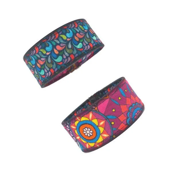 Seegarn Seegarn Wende-Armband 3cm, Mandala (pink) / paisley kl (blau), – Produktbild 1 von 1