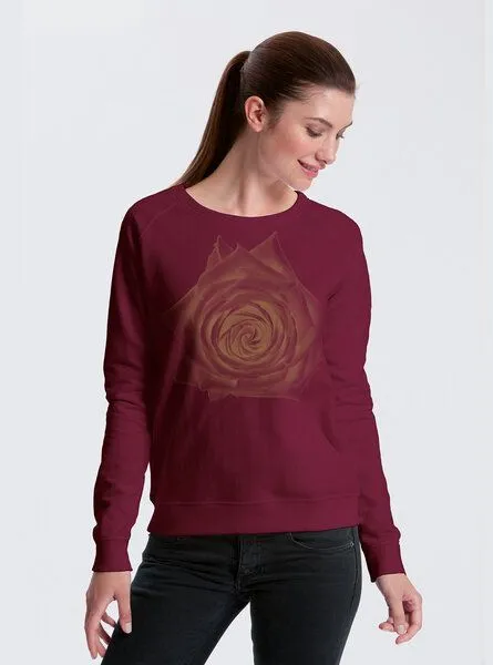 Peaces.bio - handbedruckte Biomode Peaces.bio - handbedruckte Biomode Bio Damen-Sweatshirt Rose, Bordeaux, – Produktbild 1 von 1