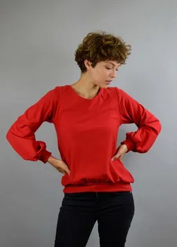 ManduTrap ManduTrap Bio Baumwolle, Pullover, Sweater "Caro" mit Ballonärmeln in rot, schwarz oder gelb – Produktbild 1 von 1
