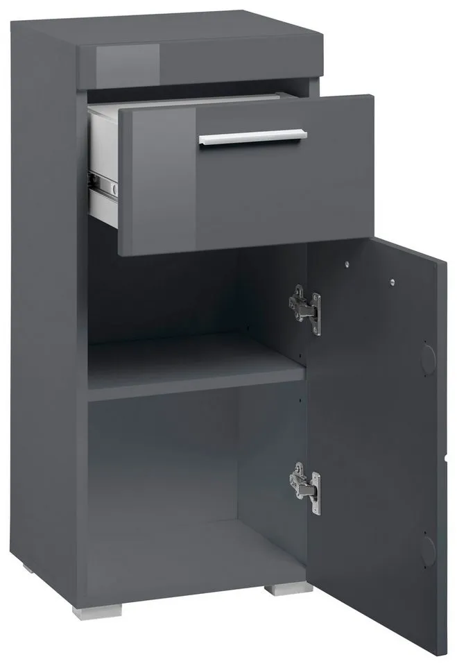 welltime Unterschrank Avena Badezimmerkommode mit 1 Schublade und 1 Tür - Maße (B/T/H) 37/31/79 cm, Grau, – Produktbild 4 von 5