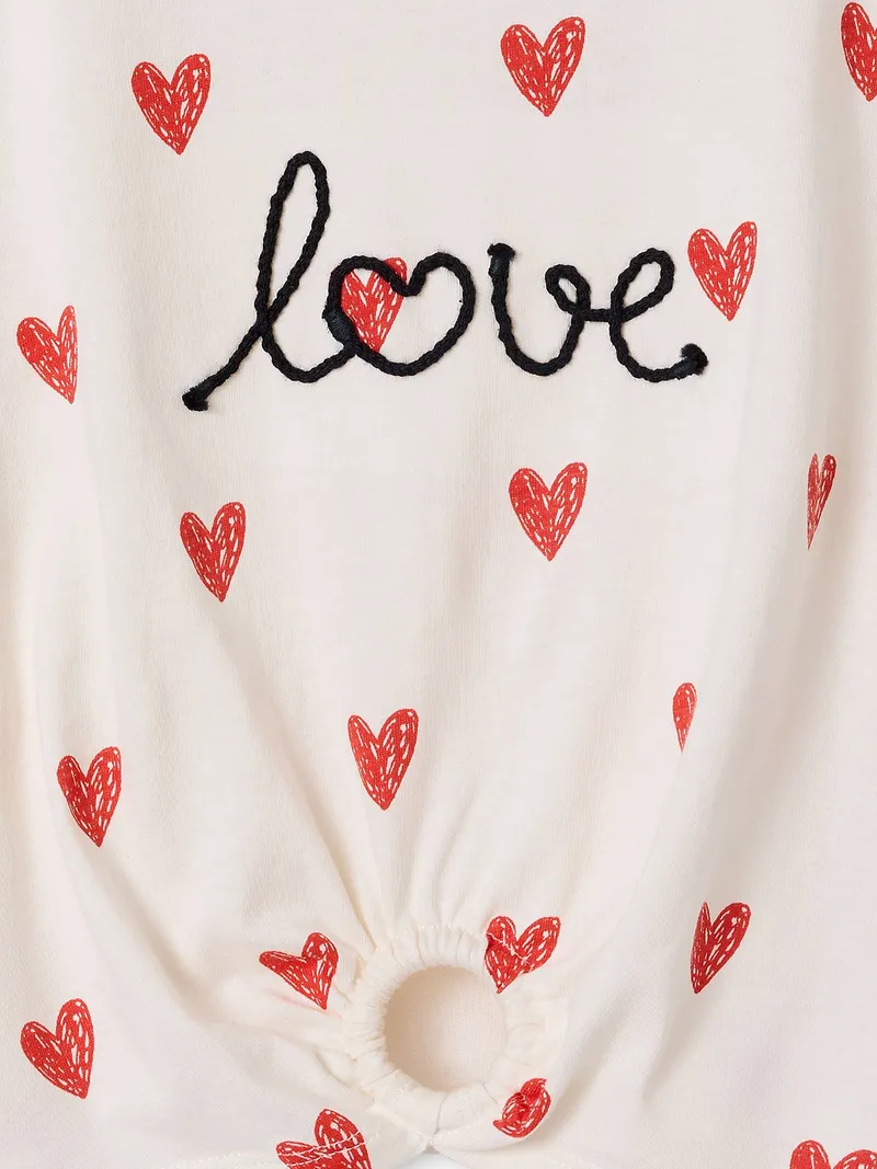 Vertbaudet T-Shirt mit Zierknoten am Saum für Mädchen, Wollweiß, – Produktbild 3 von 3
