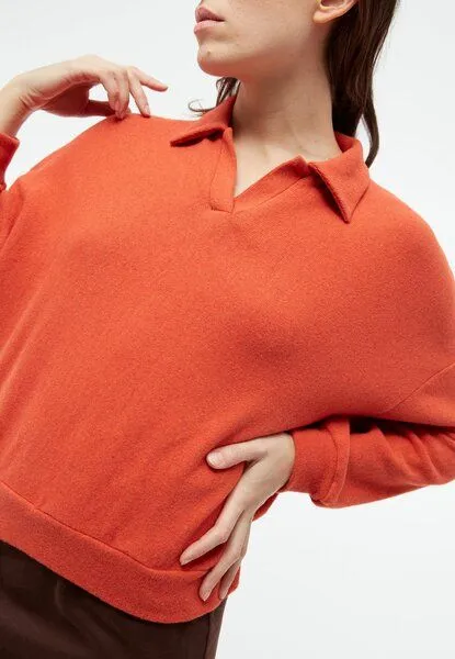 Givn Berlin Givn Berlin Sweater GBRESA aus recycelter Baumwolle mit Kragen, Dark orange, – Produktbild 4 von 4