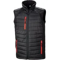 Result Genuine Recycled Result Genuine Recycled Reduzierte Herren Weste Steppweste Atmungsaktiv Wasserabweisend Bodywarmer bis Größe 4XL Wattiert Padded Übergangsweste, Schwarz/rot, – Produktbild 1 von 1
