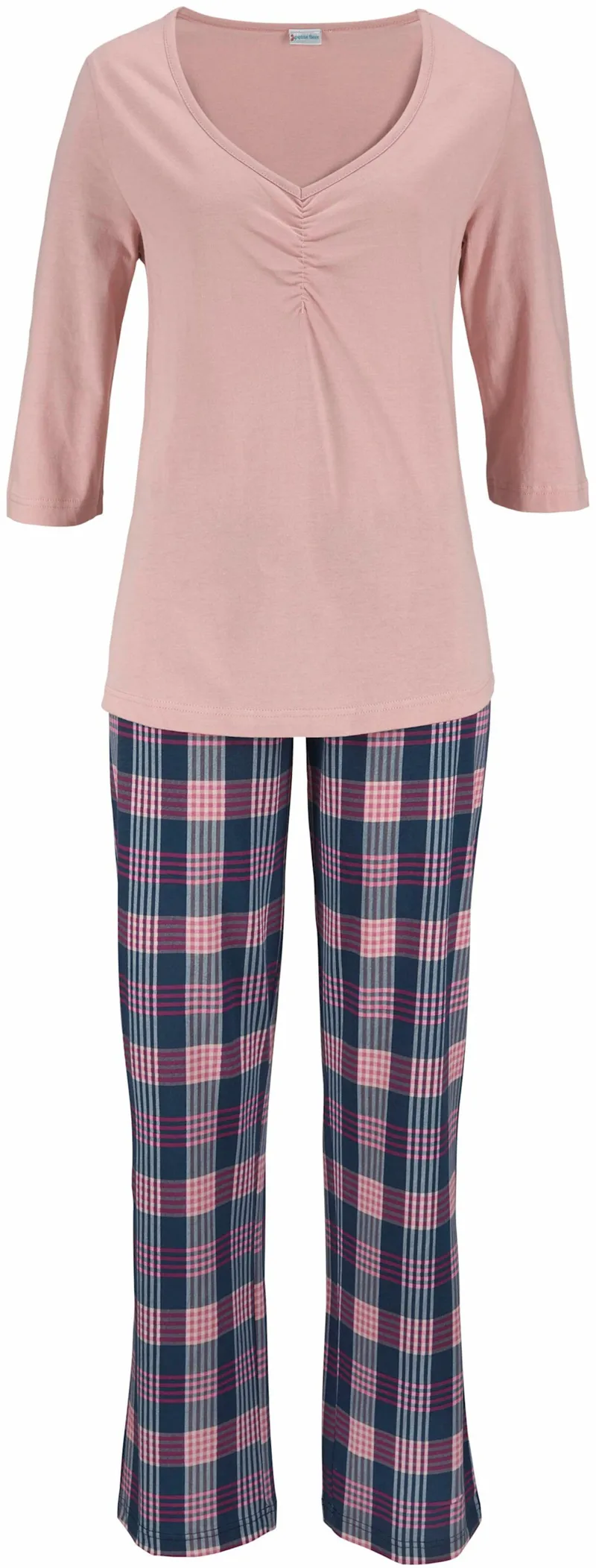Vivance Dreams by Lascana Pyjama rosa-kariert, bordeaux-kariert, Rosa-kariert, bordeaux-kariert, – Produktbild 1 von 3