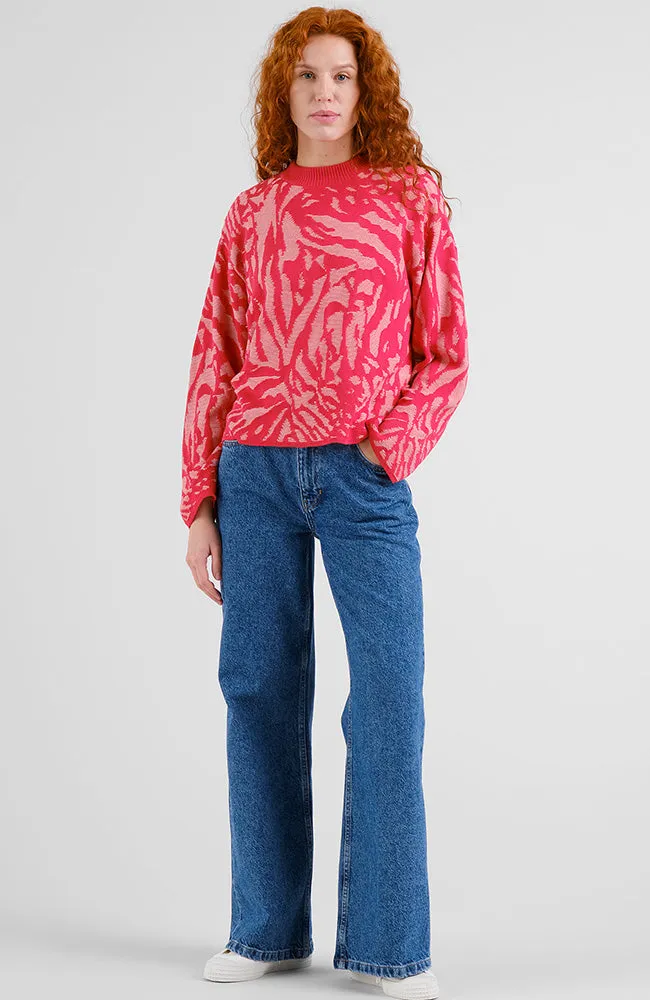 Dedicated DEDICATED Damen vegan Pullover Limhamn Animal Print Rosa, Rot, – Produktbild 2 von 2