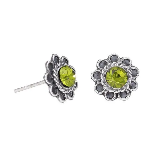 pakilia pakilia Silber Ohrstecker Blume fein Fair-Trade und handmade, Grün, – Produktbild 3 von 4
