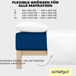 Schlafgut Schlafgut Spannbettlaken EASY JERSEY Bettlaken, 150 g/m², 100% Baumwolle, Spannbetttuch, Jersey, Gummizug: rundum, (1 Stück), Spannbettlaken bis 22 cm Höhe, bügelfrei, pflegeleicht, perfekter Sitz – Produktbild 1 von 1