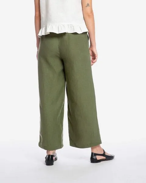 MATONA Matona Lange Hose | Culotte | aus Leinen, Olive, – Produktbild 2 von 4