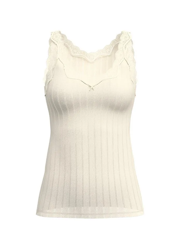 CALIDA CALIDA Trägertop Etude Toujours zarte Spitze, Nadelstreifen-Design, Cotton-Mix, elastisch, Beige, – Produktbild 2 von 5