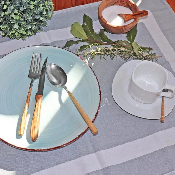 NATUREHOME NATUREHOME Tafelbesteck Edelstahl mit Olivenholzgriff Handarbeit – Produktbild 8 von 8