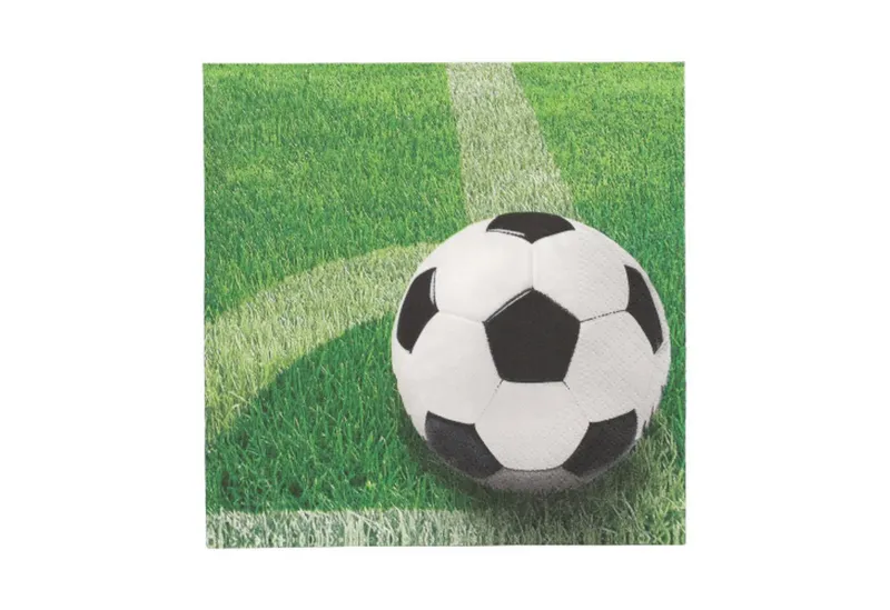 PAPSTAR PAPSTAR Papierserviette, Servietten Papier 33x33cm 3-lagig mit Fußball Motiv 20 Stück Grün, Grün|schwarz, – Produktbild 1 von 3