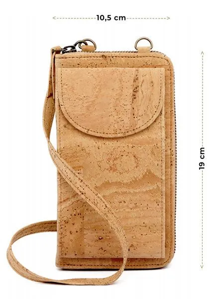 Kork-Deko Kork-Deko Kork Handytasche + Geldbeutel | beige oder weiß | 2 in 1 Tasche, Beige, – Produktbild 3 von 4