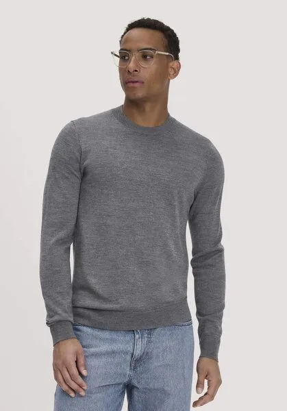 hessnatur hessnatur Pullover Regular aus reiner Bio-Merinowolle, Grau, – Produktbild 1 von 4