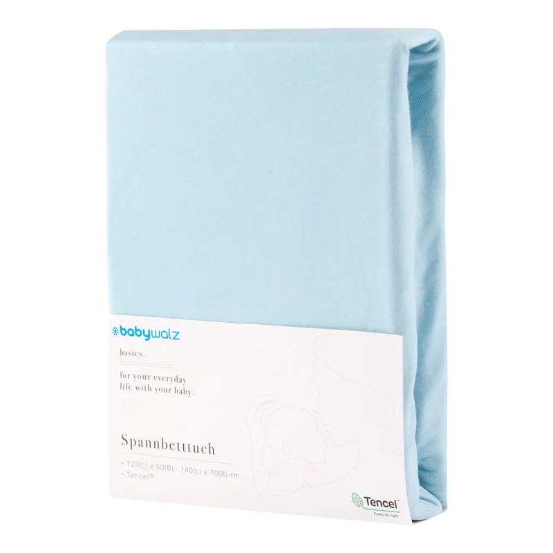 baby-walz Baby-Walz Basics Spannbetttuch TENCEL™ 60x120 -70x140 cm, Hellblau, – Produktbild 1 von 2
