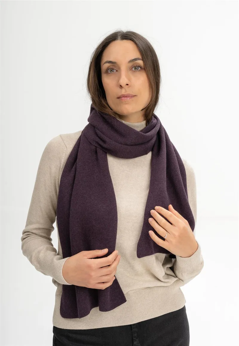 MELA MELA Jacquard Strick Schal Style ASMEE aus 100% Bio-Baumwolle, Elderberry melange, – Produktbild 2 von 5