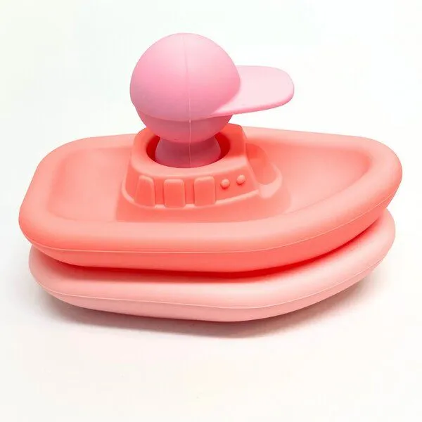 PETIKIDS PETIKIDS Silikon-Badespielzeug Set mit 2 Booten + 1 Kapitän, Rosa, – Produktbild 2 von 3