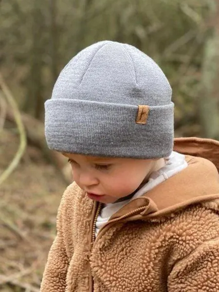 FUXBAU FUXBAU Kinder Merino Kork Beanie, Graumeliert, – Produktbild 1 von 4