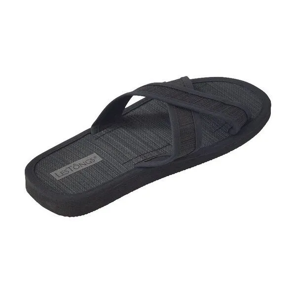 Les Tôngs Les Tôngs Juncus-X Dark Offene Zimtlatschen vegane Zimtsohle Flip Flops, Schwarz, – Produktbild 3 von 4