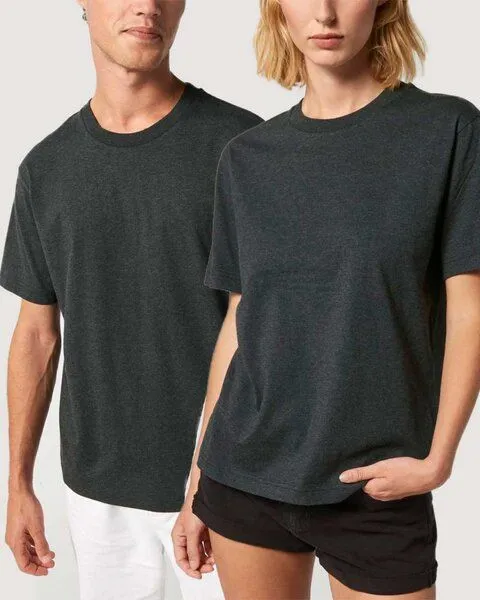 YTWOO YTWOO Unisex T-Shirt mit lässigem Schnitt für Sie und Ihn aus Bio-Baumwolle, Dunkelgrau meliert, – Produktbild 1 von 4
