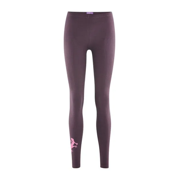 HANDGEDRUCKT HANDGEDRUCKT Leggings aus Biobaumwolle " Gecko", Dark prune, – Produktbild 1 von 2