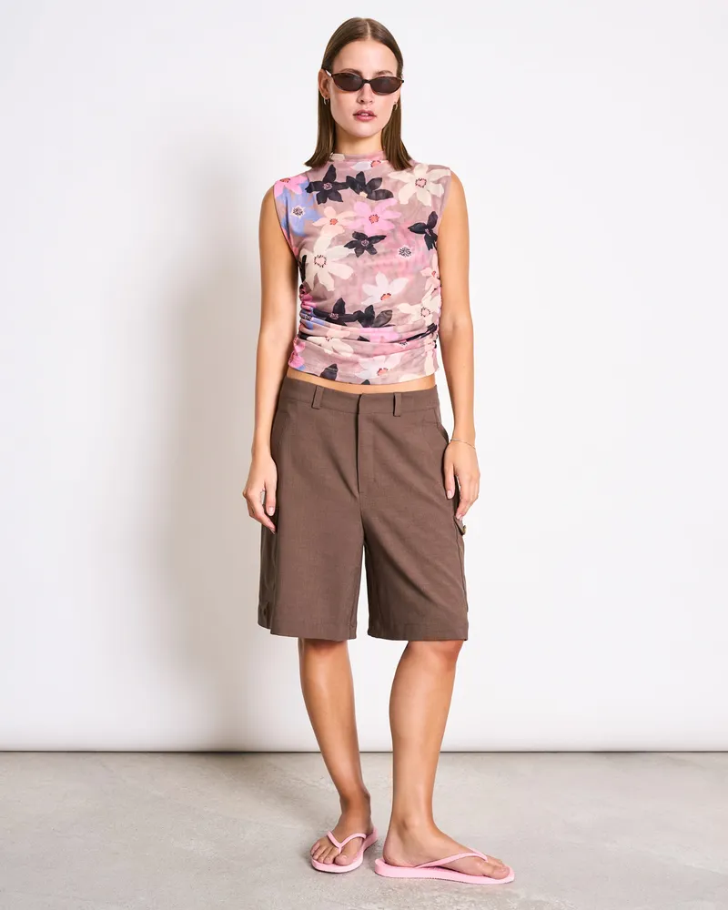JAN N JUNE JAN 'N JUNE Damen vegan Top Ruffle Mesh Laguna Wild Bloom, Beige, – Produktbild 1 von 2