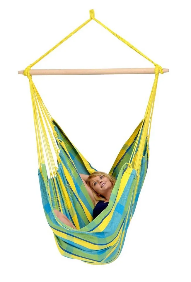 amazonas amazonas Hängesessel Brasil KingSize Hängestuhl (Belastbarkeit 150 kg, Handgefertigt, aus recycelten Materialien), Große Sitzfläche, Gelb, – Produktbild 5 von 5