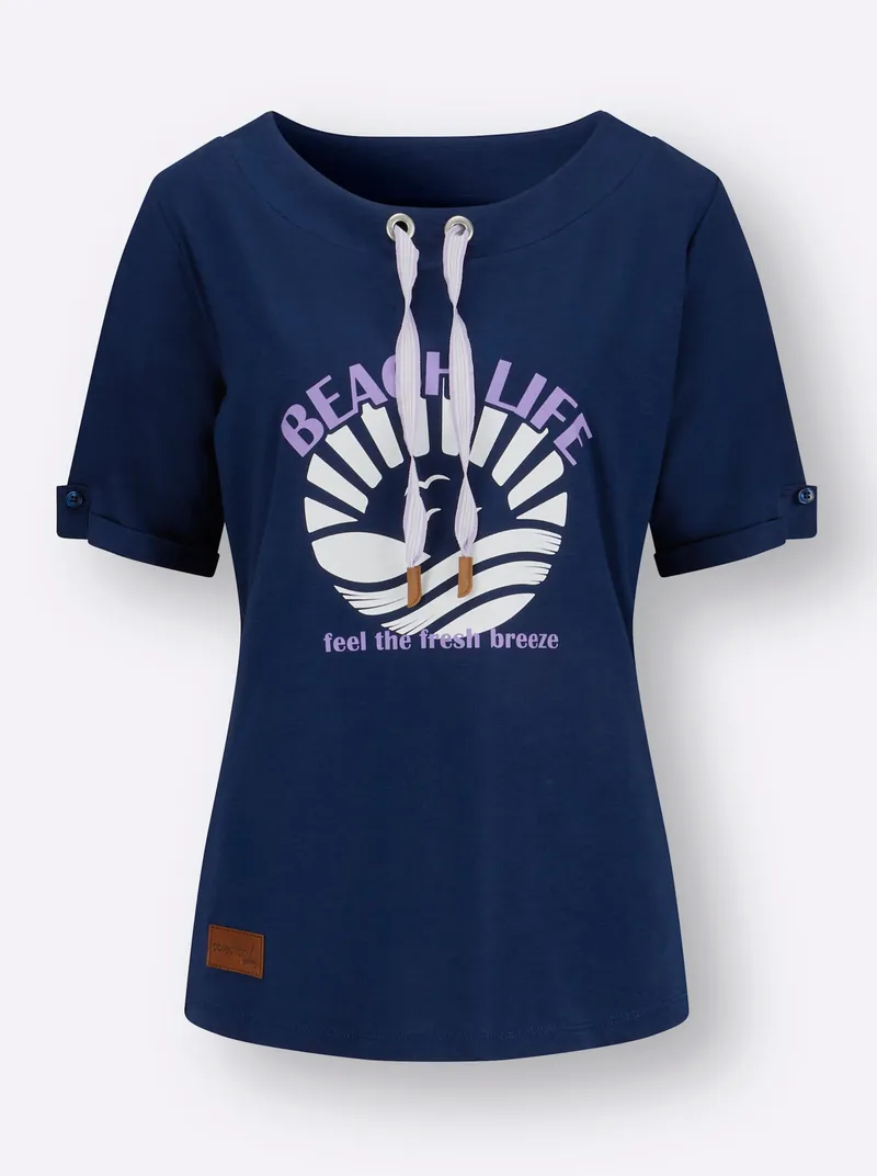 Witt Rundhalsshirt marine-ecru-bedruckt, Marine-ecru-bedruckt, – Produktbild 1 von 2
