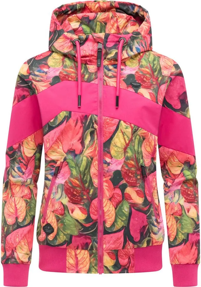 ragwear ragwear Outdoorjacke Nuggie Block Flower modische Damen Freizeitjacke mit floralem Print, Bunt, – Produktbild 2 von 5