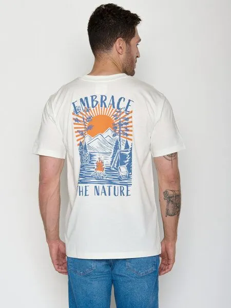 GreenBomb GREENBOMB Embrace Nature Fusion - Lässiges Oversize-T-Shirt aus Bio-Baumwolle / hochwertiger Print / GOTS / Fair & Vegan, Weiß (mondstein), – Produktbild 1 von 4