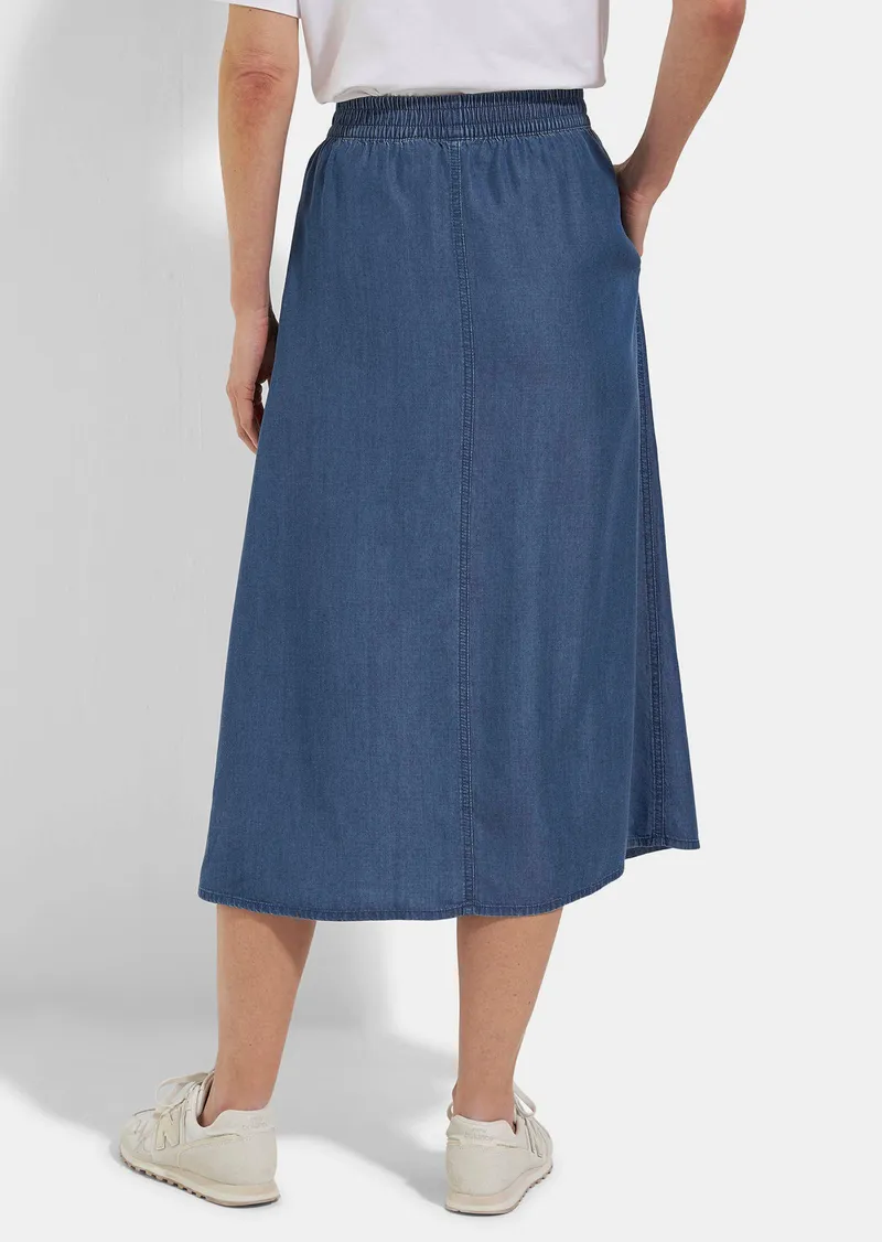 Barbara Lebek Barbara Lebek Leichter Sommerrock im Denim-Look, Blau, – Produktbild 3 von 3