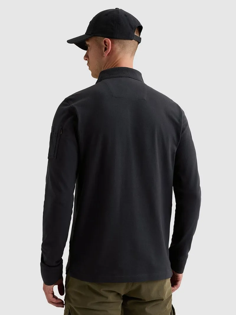 PME Legend PME Legend American Classic Longsleeve Poloshirt Salute, Dunkelblau, – Produktbild 4 von 5