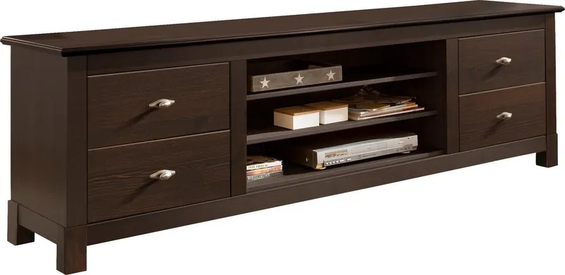 OTTO home Lowboard Rauna, TV-Bank, TV-Kommode, Landhausstil, Breite 200 cm, FSC®-zertifiziertes Massivholz, Kiefer, Braun, – Produktbild 3 von 5