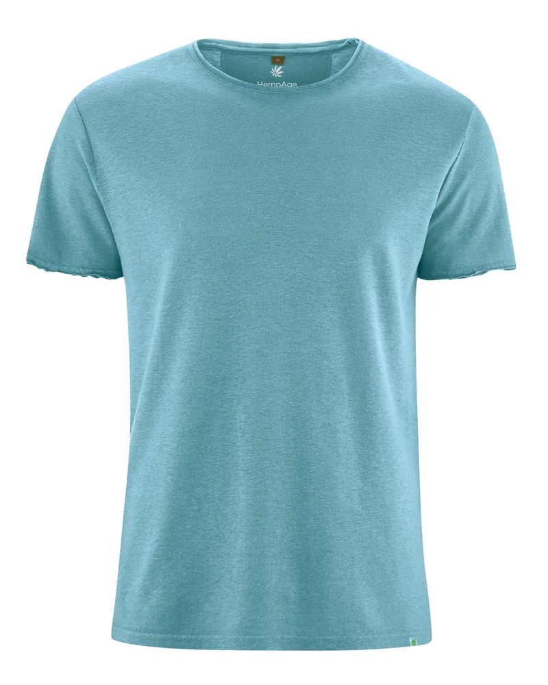 HempAge Hempage Herren vegan T-Shirt Timeless Basic Wave Blau, Blau, – Produktbild 1 von 2