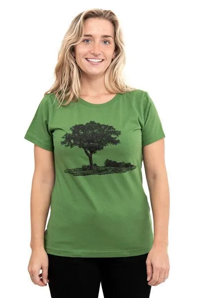 Hirschkind Hirschkind Fair-Trade-Frauenshirt "Baum im Oderbruch" - Made in Kenia - grasgrün – Produktbild 2 von 2