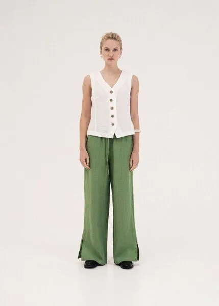 AmourLinen AmourLinen Greta Leinenweste, Weiß, – Produktbild 1 von 4