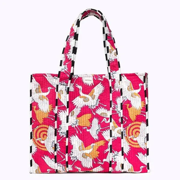KIKOONI KIKOONI handgefertigter XL Shopper, Pink krane, – Produktbild 1 von 4