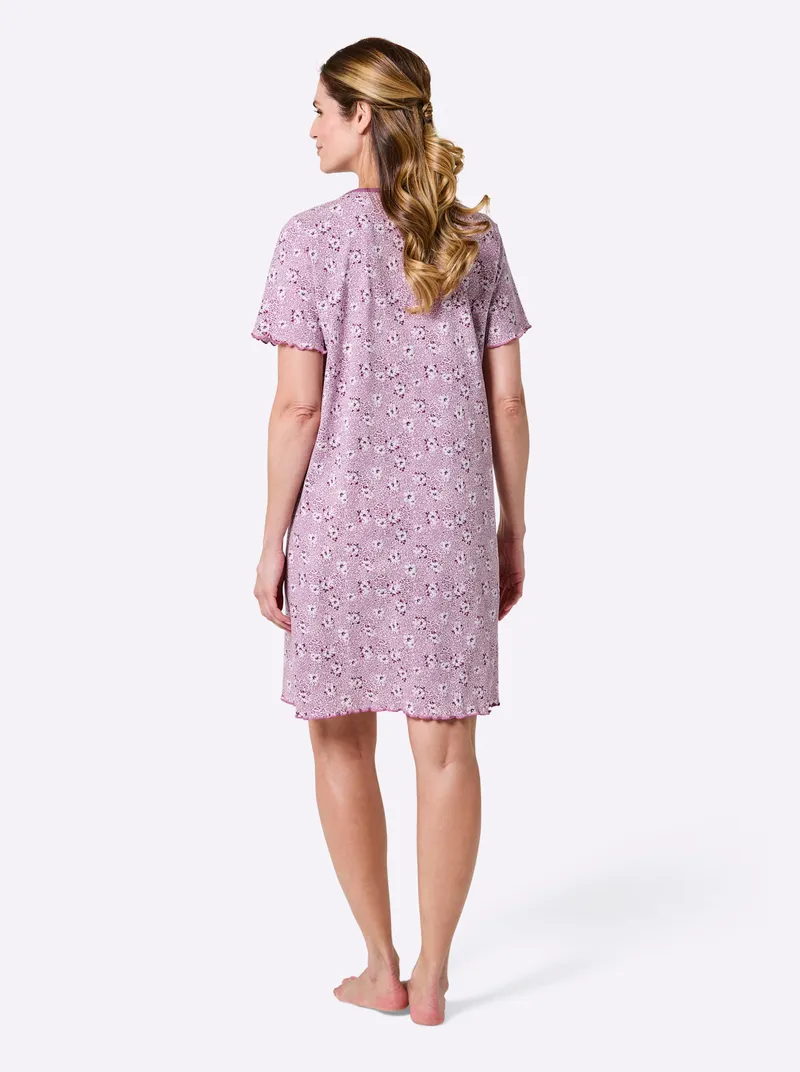 wäschepur Sleepshirt hellrosé-violett-bedruckt, Hellrosé-violett-bedruckt, – Produktbild 2 von 2