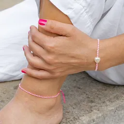 juni juni Sommer Set Pink - Perlenarmband und Fußkettchen – Produktbild 1 von 1